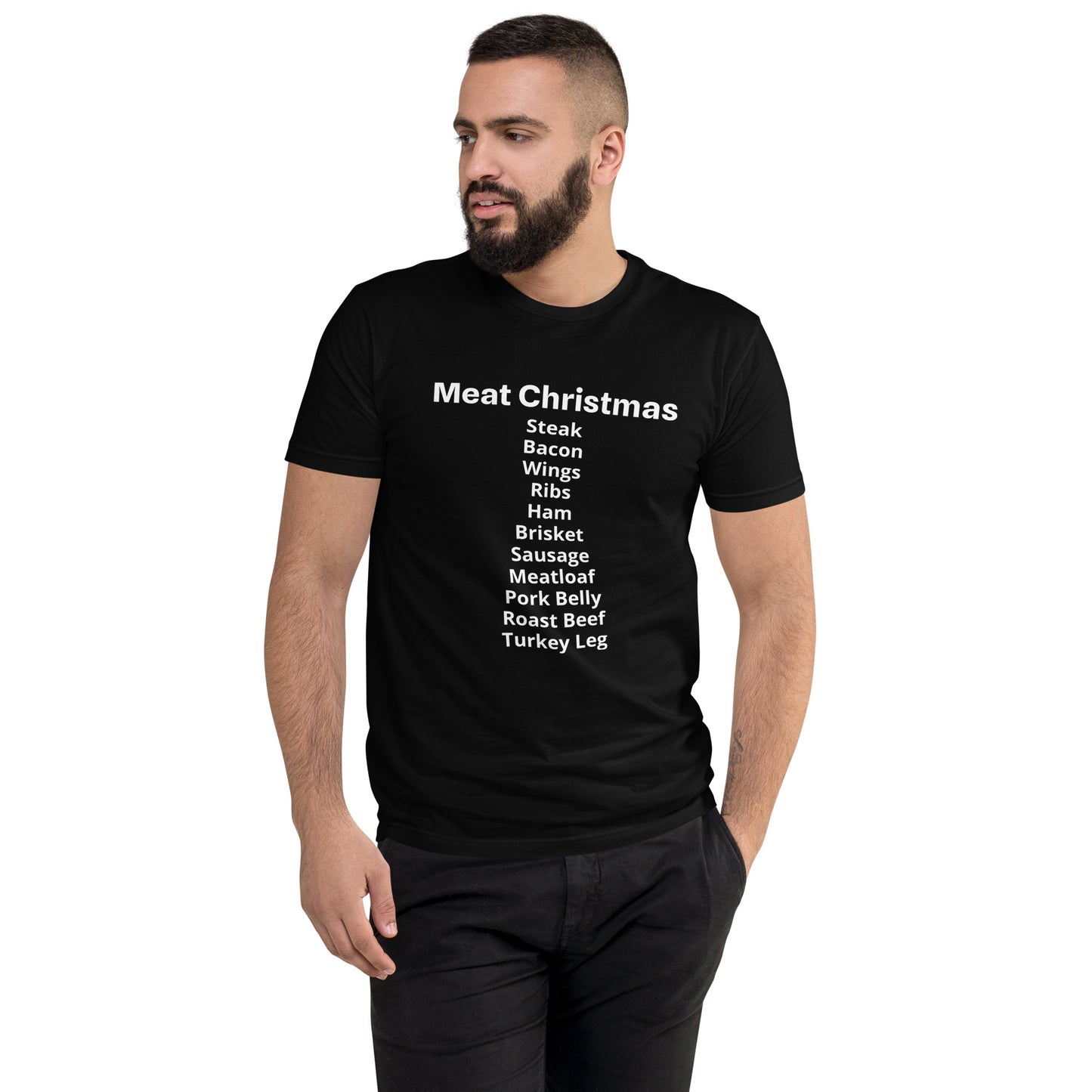 Meat Christmas Fitted Short Sleeve T-shirt