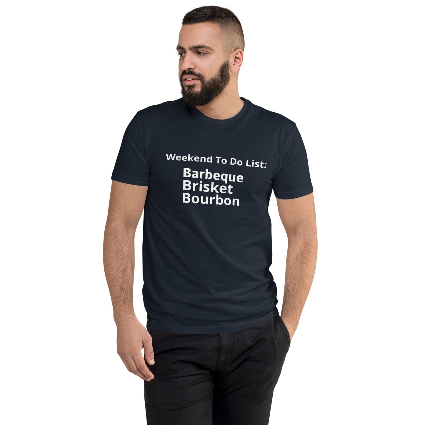 Weekend To Do List Bourbon Fitted Short Sleeve T-shirt