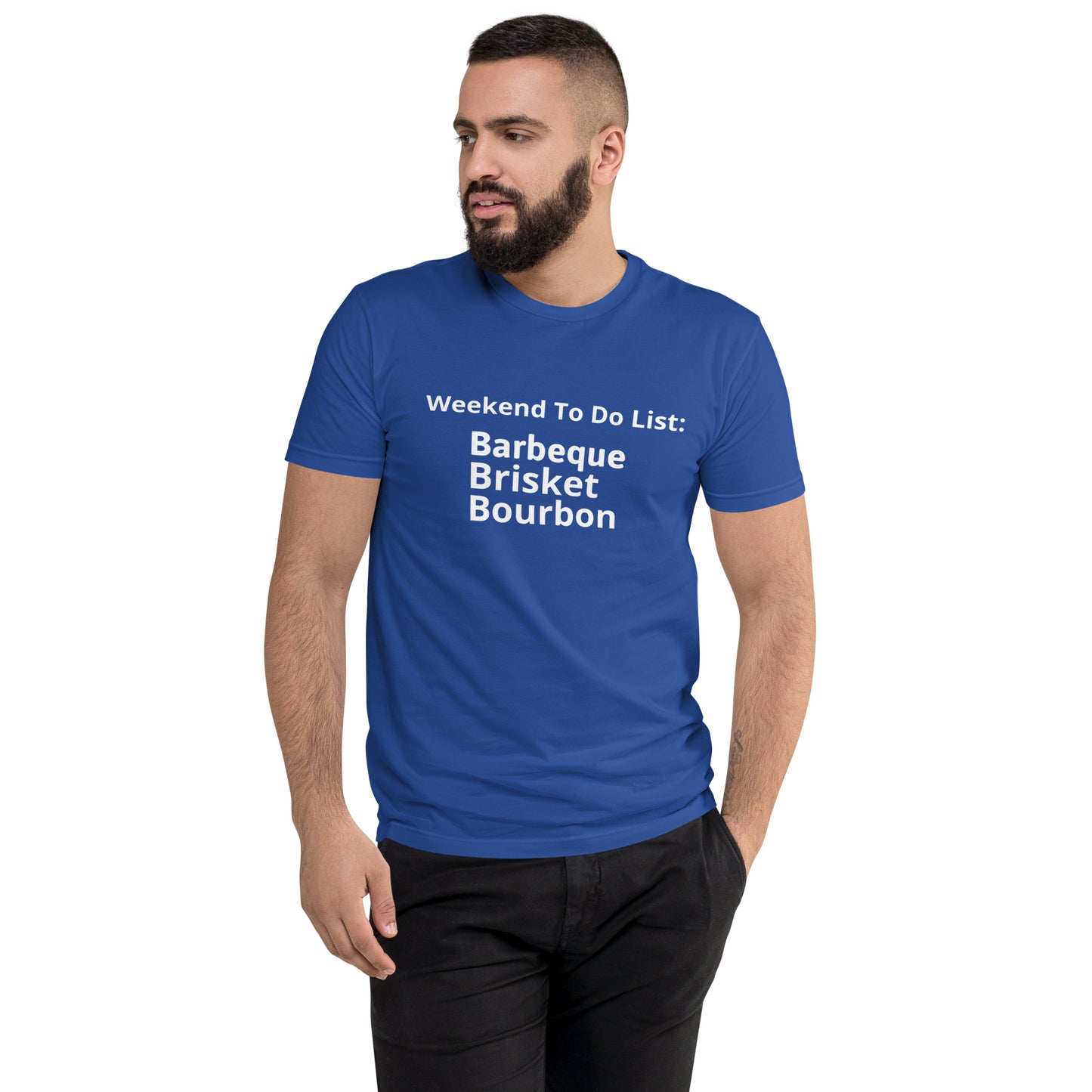 Weekend To Do List Bourbon Fitted Short Sleeve T-shirt