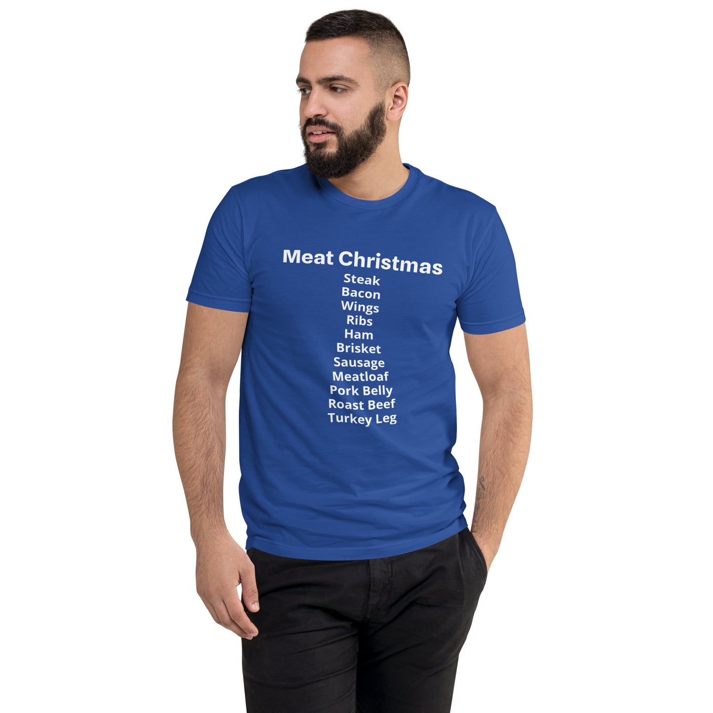 Meat Christmas Fitted Short Sleeve T-shirt