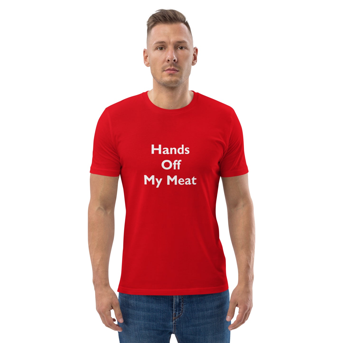 Hands Off My Meat Unisex organic cotton t-shirt