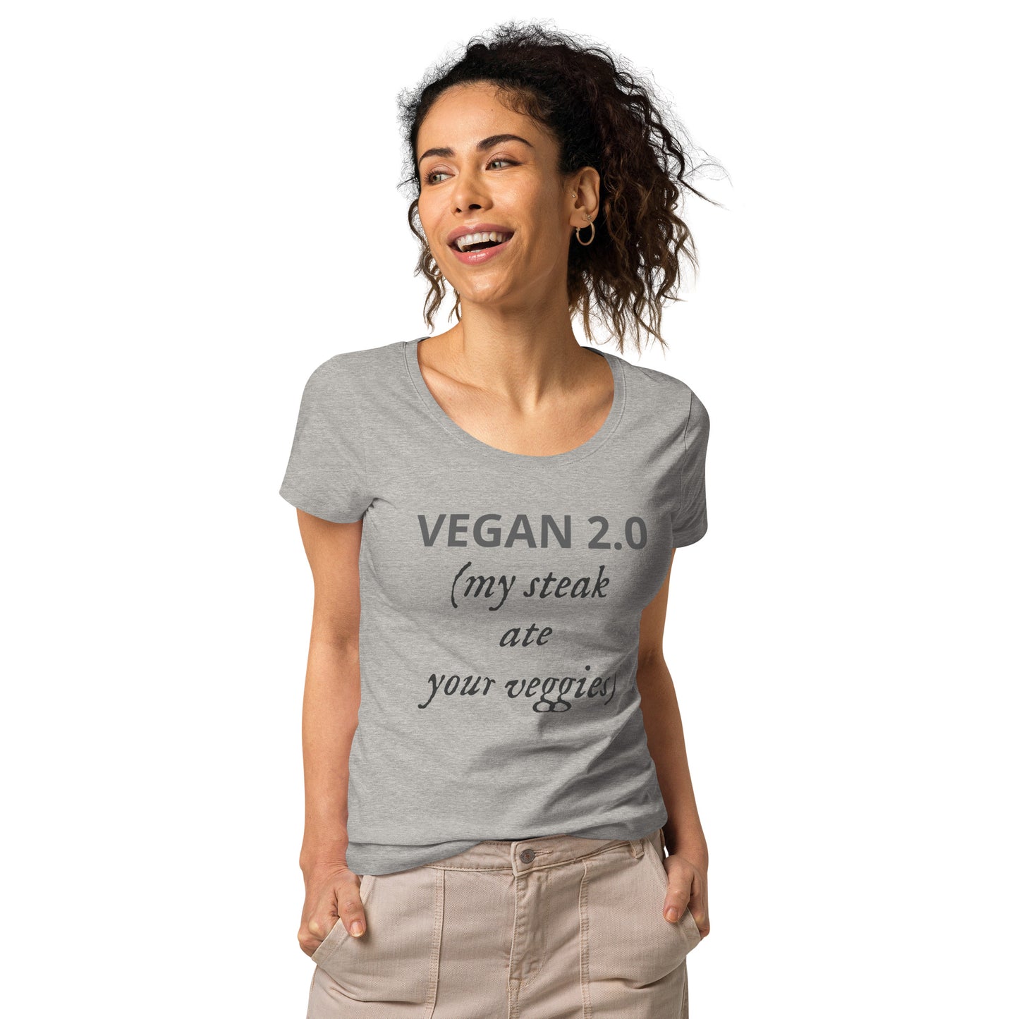 Vegan 2.0 (my steak at your veggies) Women’s basic organic t-shirt