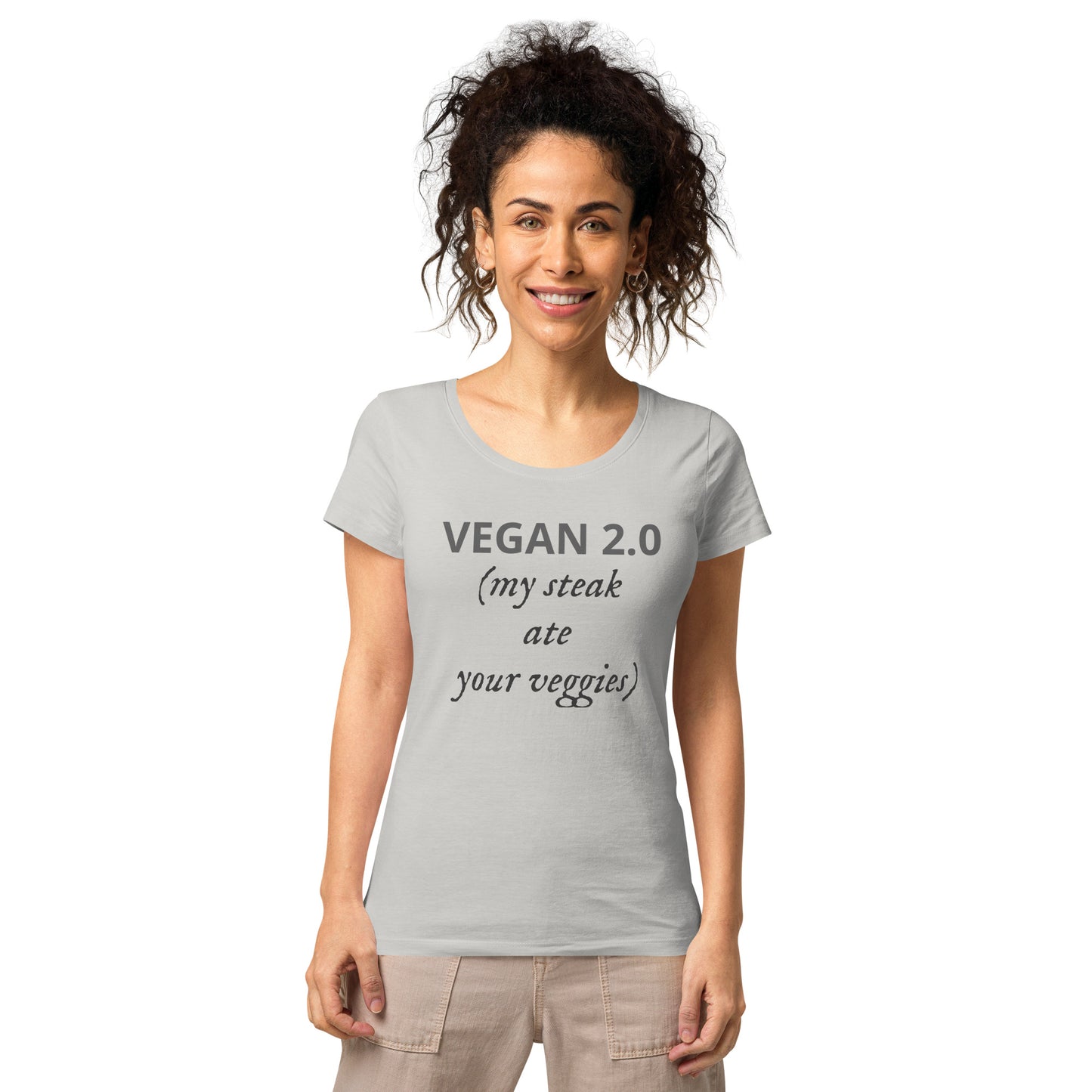 Vegan 2.0 (my steak at your veggies) Women’s basic organic t-shirt