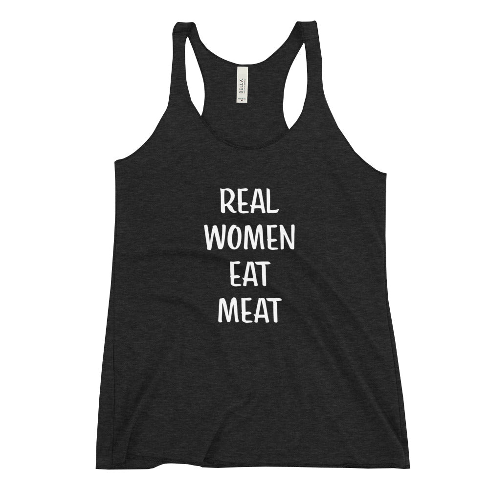 REAL WOMEN EAT MEAT Women's Racerback Tank