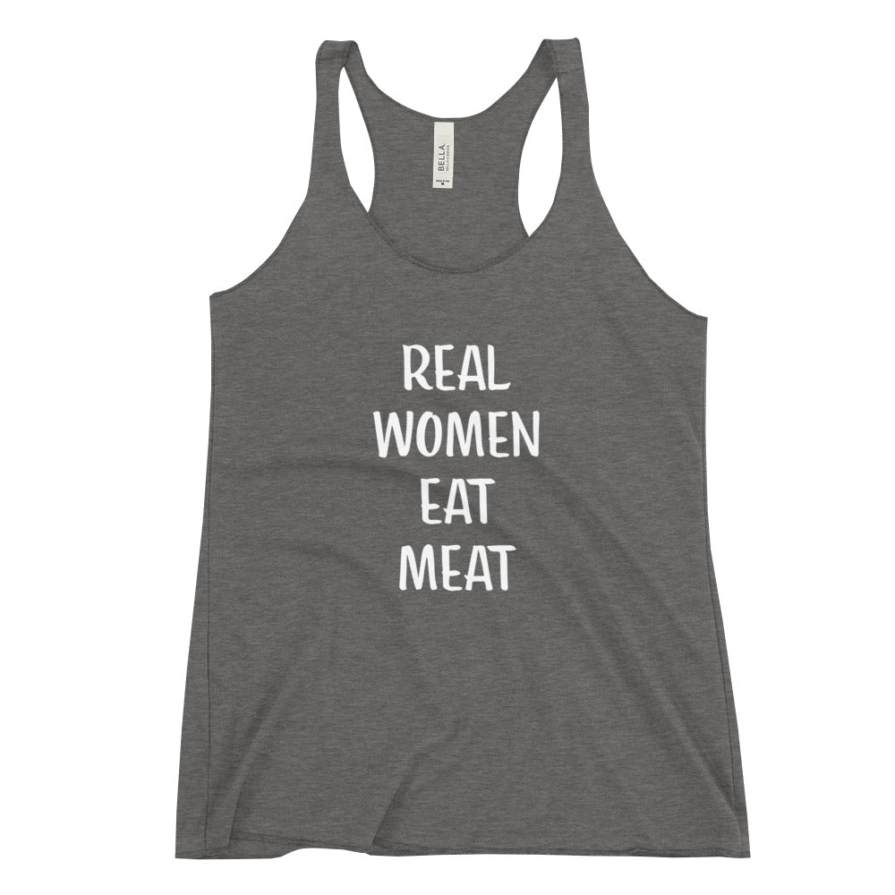 REAL WOMEN EAT MEAT Women's Racerback Tank